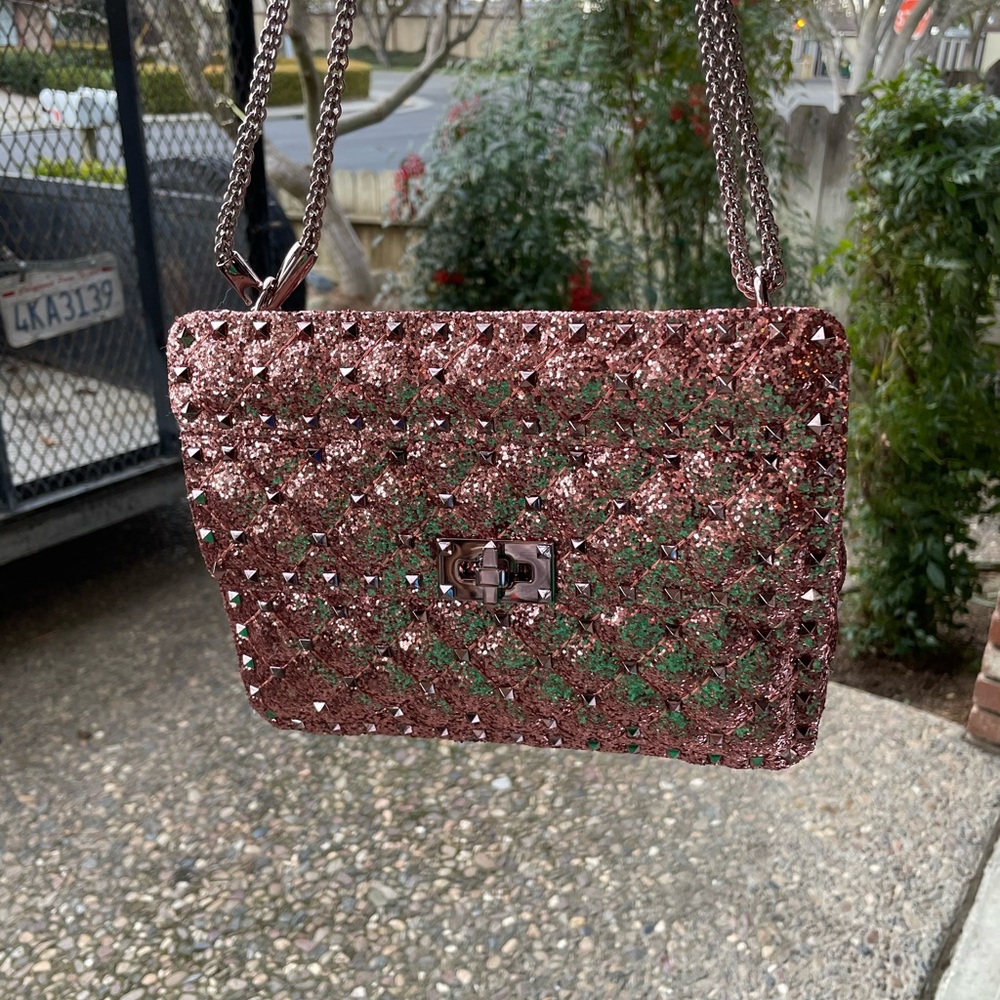 Valentino Garavani Glitter Effect Medium Spike It Shoulder Bag